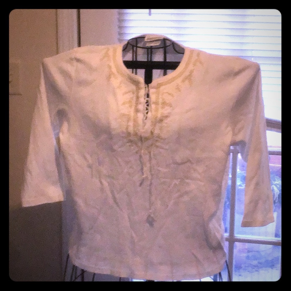 White gold embroidered top